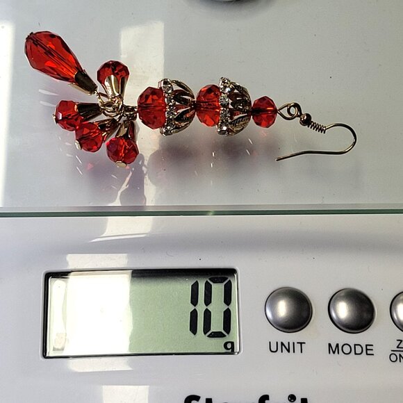 Red Crystal Tiered Chandelier Earrings - Picture 8 of 8